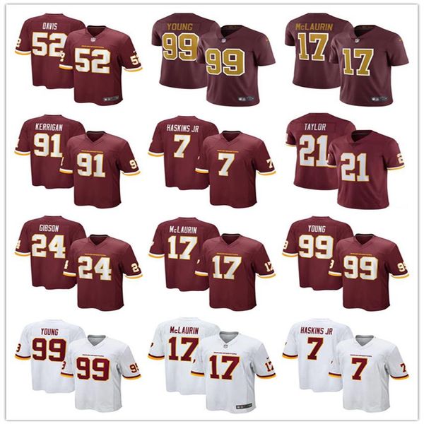 

mensrwashingtonrfootball team 52 jamin davis 99 chase young 17 terry mclaurin 91 ryan kerrigan 21 sean taylor football jerseys308h, Black