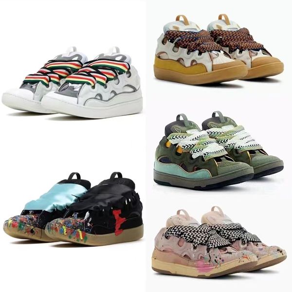

designers casual shoes multicolor leather curb calfskin suede mesh stripe rubber sole stretch cotton low mule sneakers python lover ace full, Black