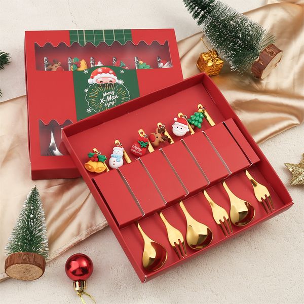 

christmas party supplies stainless steel fruit christmas balls spoon dessert stiring spoons gift