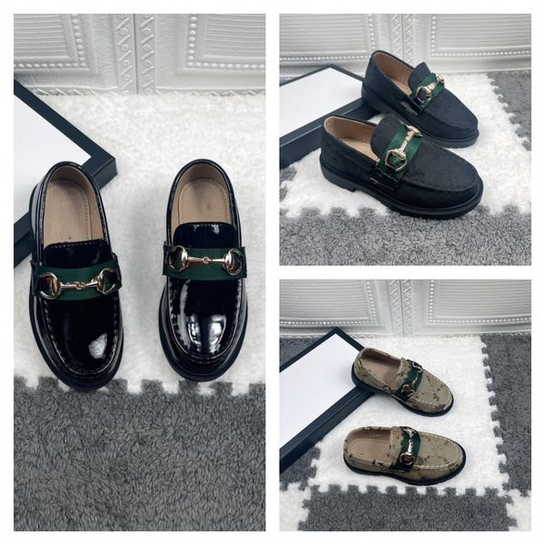 

boys girls leather dress shoe loafers designer kids children mules casual shoes moccasins shoes flat double g loafer baby toddlers gu and cc, Black