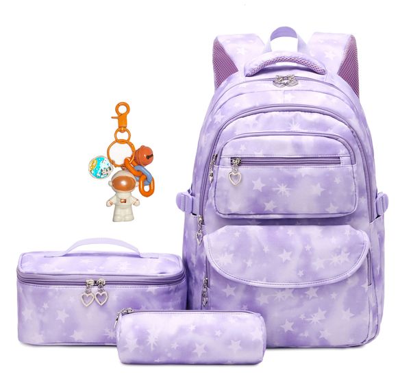 

backpacks cartoon star printing girls school children schoolbag for girl princess backpack with lunch case kids bookbag satchels 221122