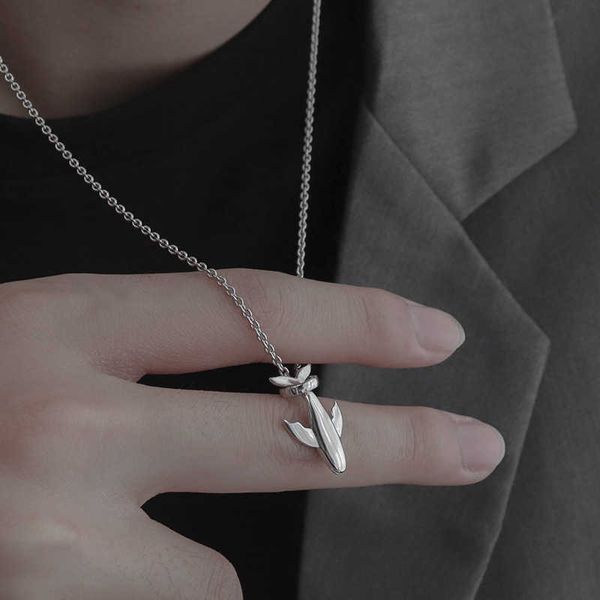 

strands strings whale ins cool wind long sweater chain fashion simple men's pendant small whale necklace, Black