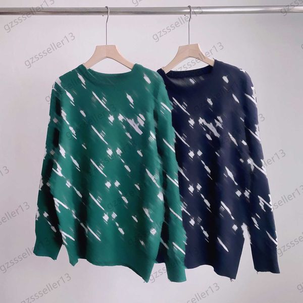 

womens sweater full-body printed embroidery round collar pullover knit sweaters standard long sleeve loose casual knitwear autumn winter war, White;black