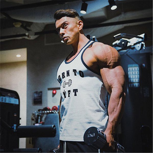 

men' tank mens fitness gym tank men fitness sleeveless shirt male cotton breathable sports vest undershirt gyms running vest men 221, White;black