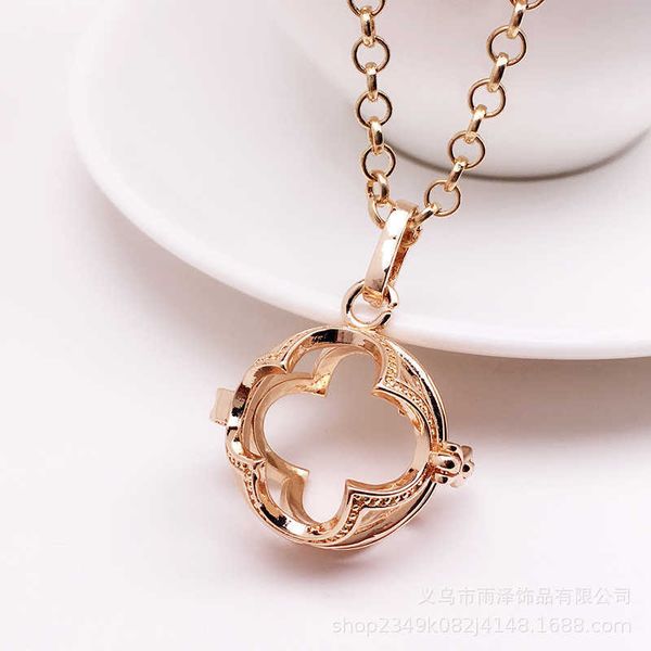 

pendant necklaces strands strings yuze 53 four leaf clover hollow out fragrance pendant perfume bag ball piano sound bead pregnant woman&#03, Silver