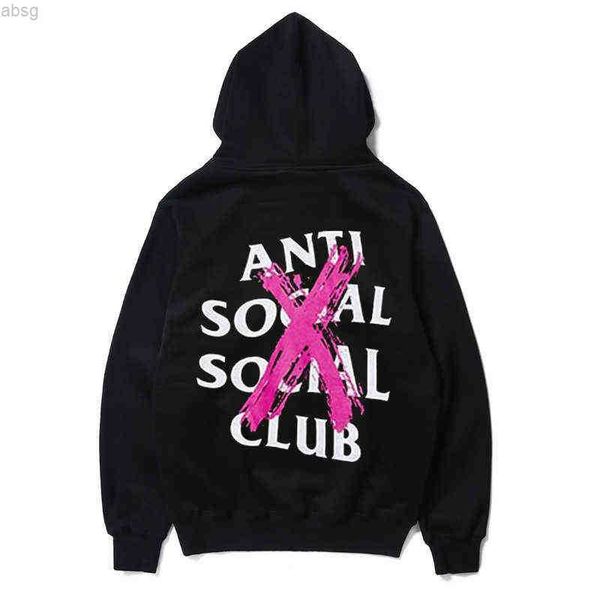 

assc anti social club hoodie obsolete cross powder plush pullover jackets1, Black