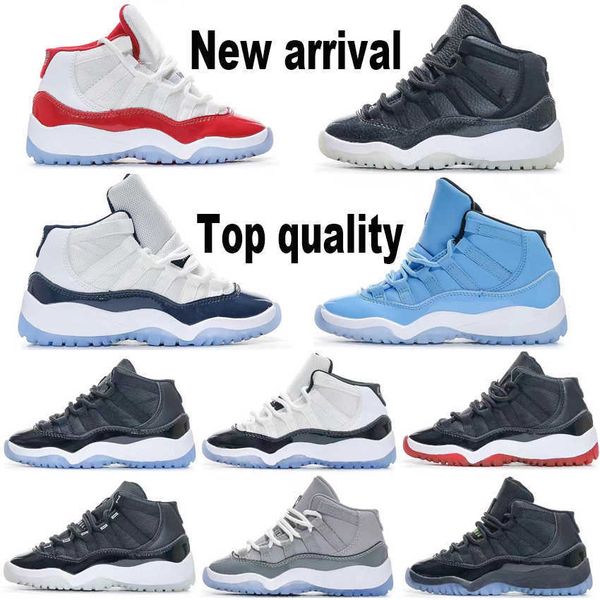 

kids sports shoes cool grey 11s xi sneaker concord space jam metallic silver pink snakeskin bred legend blue children boys girls 11, Black