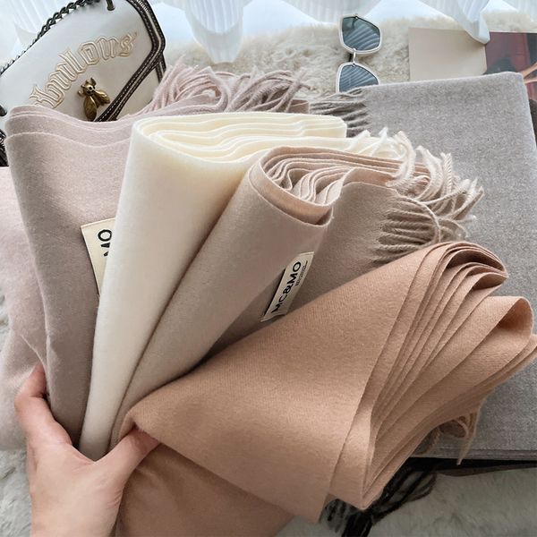 

scarves winter women scarf female luxury brand lady tassel bandana solid shawl wraps foulard tippet pashmina 221121, Blue;gray