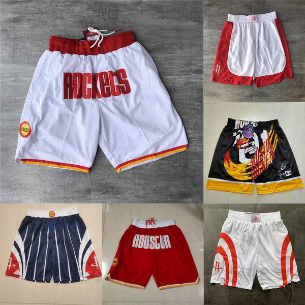 

houston''rockets''men throwback basketball shorts pocket, Black
