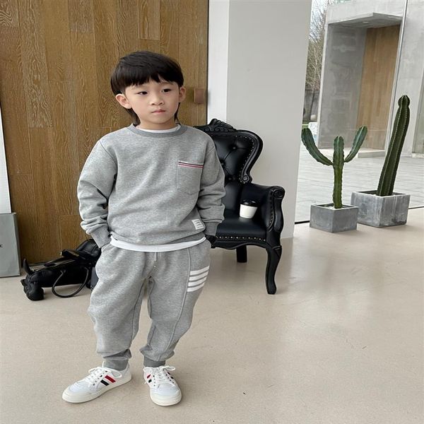 

children's sets kids girls boys pockets hoodie and long pants sportsuits autumn baby casual gery clothes262f, White