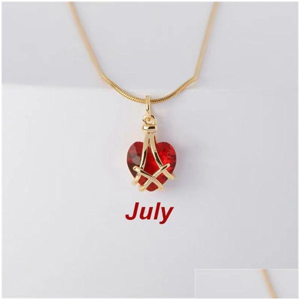 

pendant necklaces heart birthstone pendant necklaces diamond heartshaped lucky necklace birthday gift drop delivery jewelry pendants dhsxo, Silver