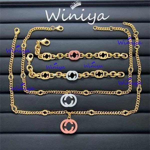 

10% off 2023 jewelry family necklace/gujia new style letter simple sweater chain bracelet hip hop fashion trend jewelry, Black