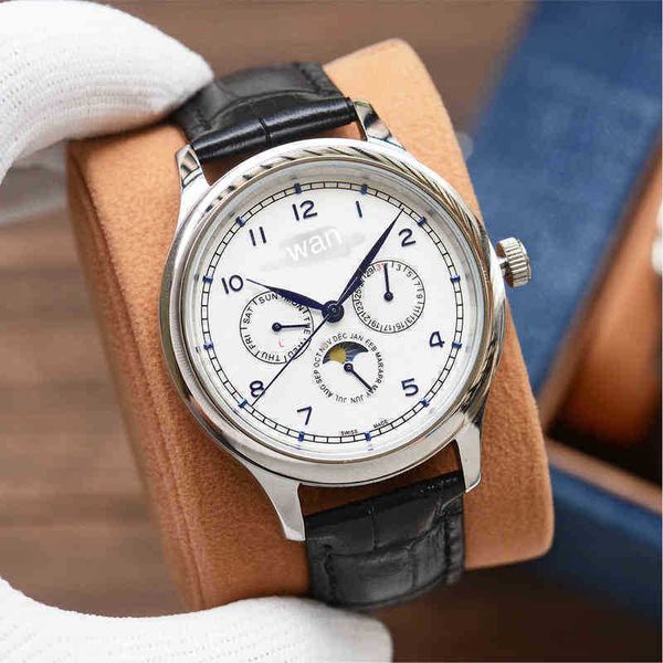 

superclone lw watch full men's automatic mechanical jaqt multifunctional watch waterproof trend business leather t42y, Slivery;brown