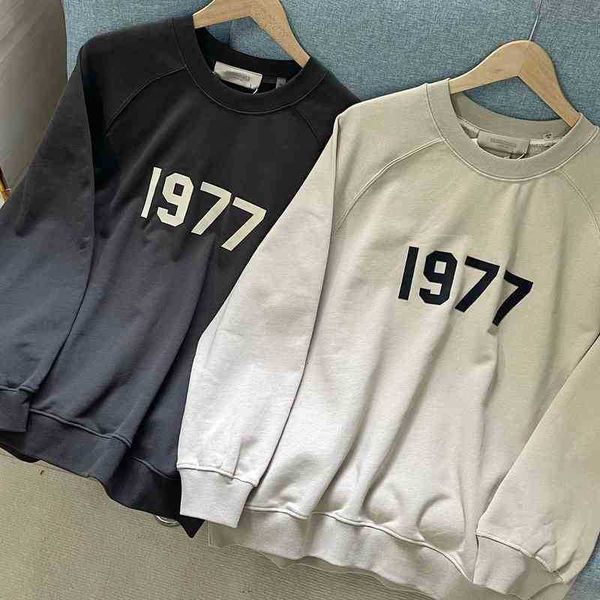 

2022 round neck sweatshirt fashion brand hoodie essentailss letter loose casual sweater fog men's and women's couple hooded pullov, Black