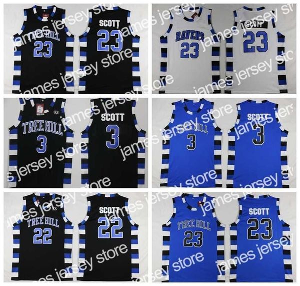 

basketball jerseys ncaa one tree hill ravens basketball jersey brother movie 3 lucas scott 23 nathan scott black white blue, Black;red