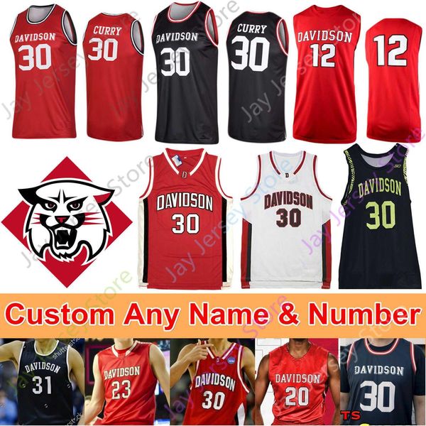 

custom davidson wildcats basketball jersey ncaa college curry kellan grady jon axel gudmundsson luka brajkovic carter collins luke frampton, Black;red