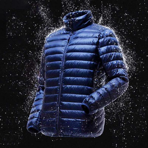 

men's down parkas spring jacket ultra light thin 90% white duck jackets casual portable coat for size 4xl 5xl 221122, Black