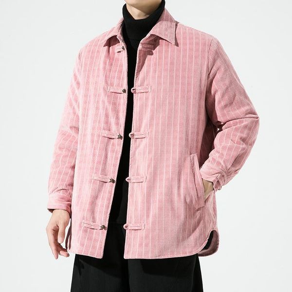 

men's down parkas chinese wind tang men's cotton jacket chinese big yards plate buckle ethnic wind lapel corduroy warm coat 221122, Black