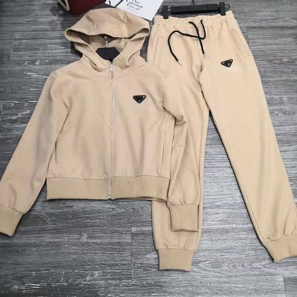 

women tracksuits technical fleece hooded jacket trousers two-piece designer jackets pants suit letter embroidery womens, Gray