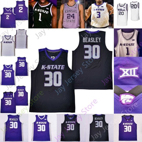 

kansas state wildcats basketball jersey ncaa college beasley nijel pack selton miguel mark smith markquis nowell ismael massoud kaosi ezeagu, Black;red
