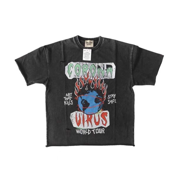 

gallerydepts mens shirt sogd atk vintage hole flame earth print crew neck loose short sleeve t-shirt, White;black