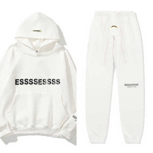 

men's luxury fashion tracksuits sweatshirts letter esss hoodies men women sportswear pants suit hooded sweater casual pullover couple, Gray