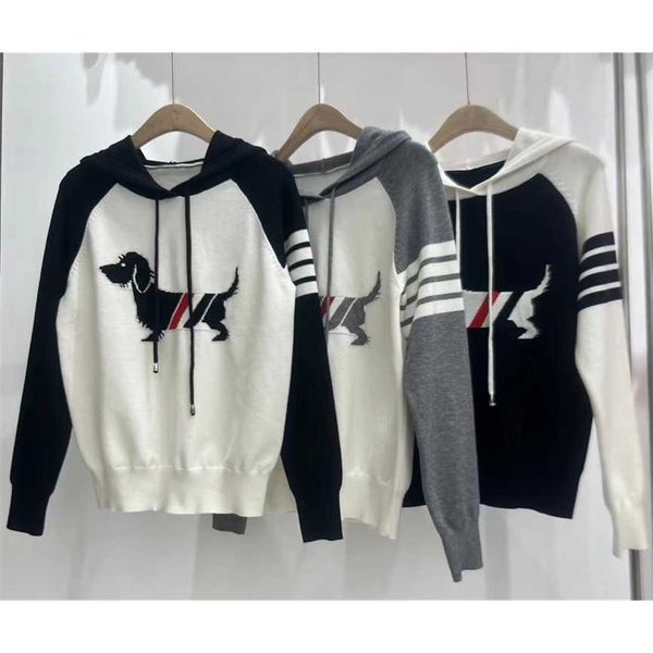 

jacquard hooded knitwear women's college style bar early autumn versatile sweater long top, Black;brown