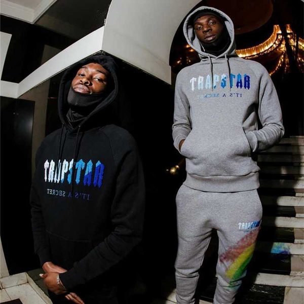 

trapstar london hoodies men woman white blue towel embroidery pullovers fleece hoody sweatshirts, Gray