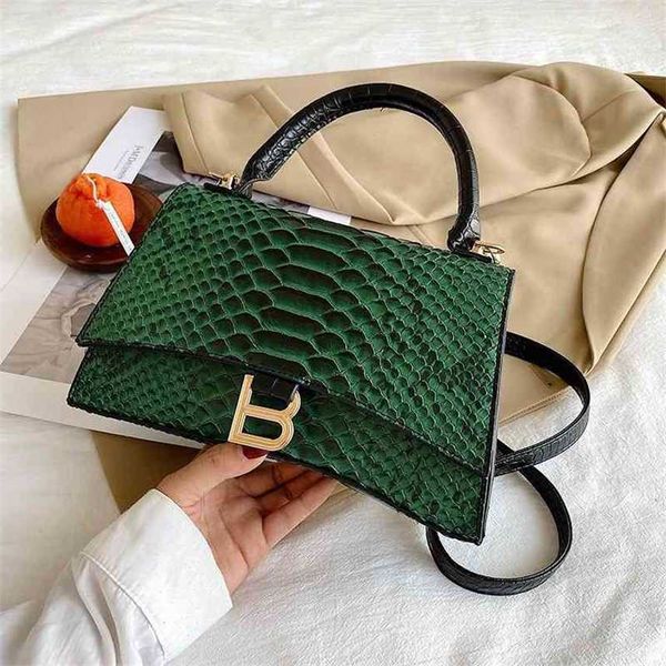 

2022 spring new color matching crocodile hourglass bag same style one shoulder messenger bag handbags design deals