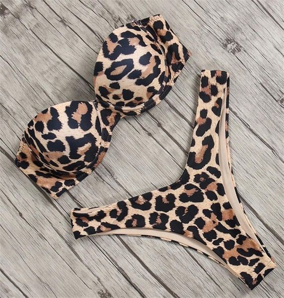 

women brazilian swimsuit pushup bra bikini set two piece swim suit swimwear lowwaisted beachwear leopard bathing 2206201982935