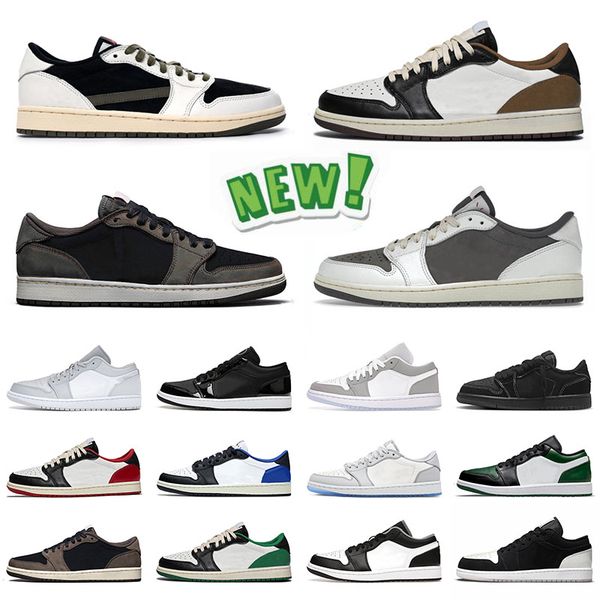 

basketball shoes jumpman 1 low jordens 1s lows black white bleached coral carbon fiber all star triple black wolf grey jorden1s olive women, White;red