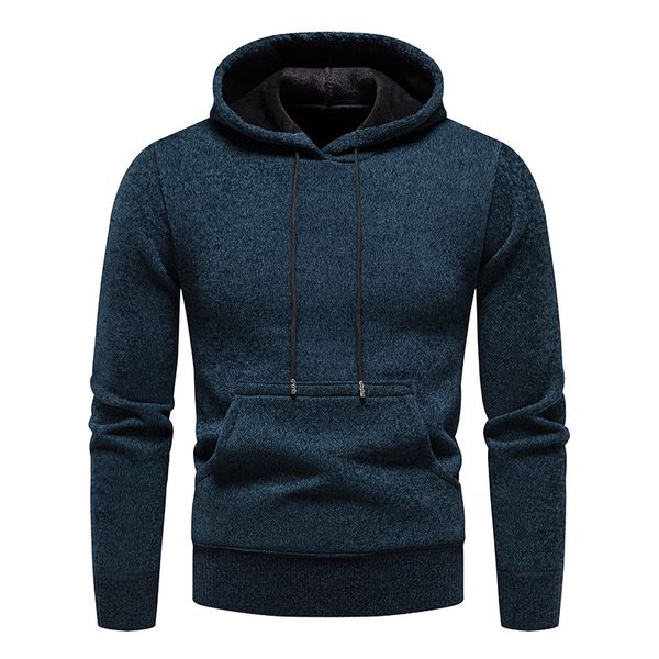 

men's hoodies sweatshirts autumn winter fashion hooded casual knitted pullovers streetwear solid sports 221123, Black