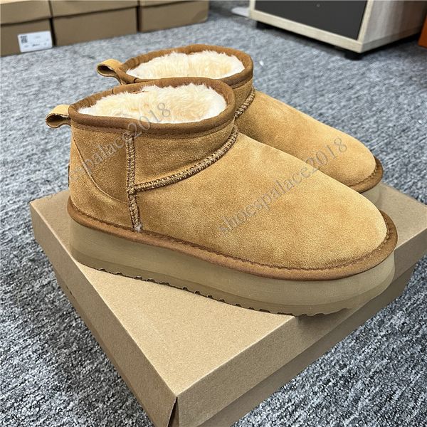

womens mini boots fur slippers plush warm winter ankle booties men platform snow boots suede woman chestnut shoes botas altas plataforma muj, Black