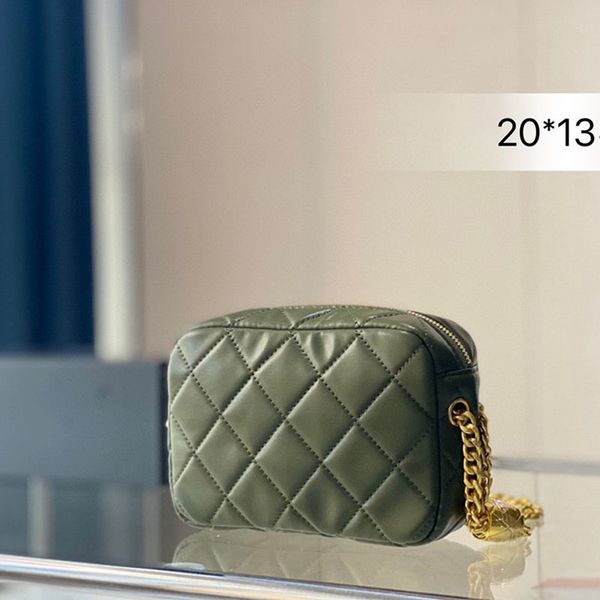 

french women gold pillar luxury designer camera bag adjustable chain diamond lattice leather quilted classic versatile makeup bag key pouch