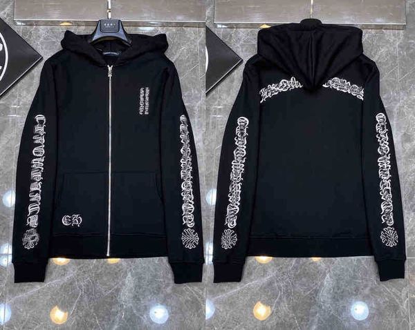 

designer hearts hoodie chromes mens hoody clothing womens heart hoodies hooded ch cross flower arm front printed horseshoe pocket zipper 443, Black