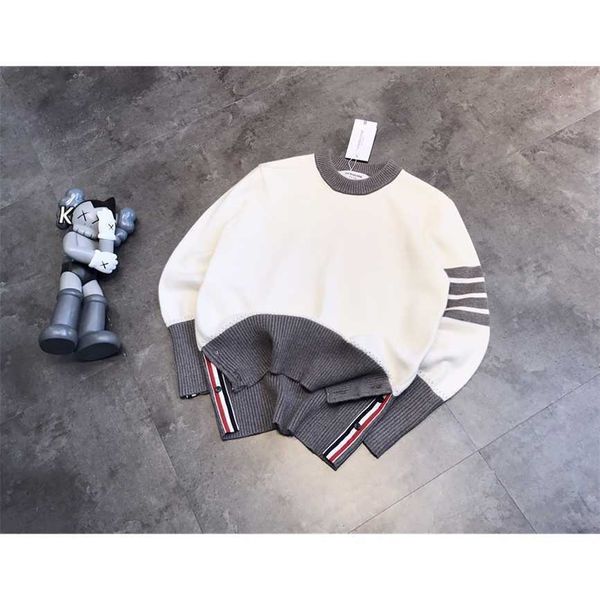 

autumn winter new bar knit colorful stripe button crew neck women's backing, Black;brown