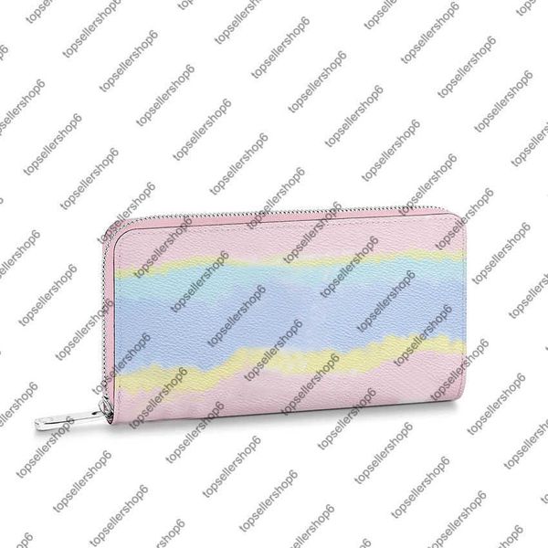 

m69110 m68841 escale zippy wallet canvas real cowhide-leather women men tie-dye cash card coin zipper wallet purse bag, Red;black