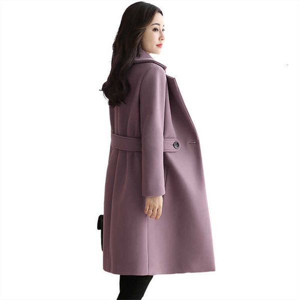 

women' blends winter autumn coat elegant blend thick loose cashmere woolen plus size woman s and jackets 221123, Black