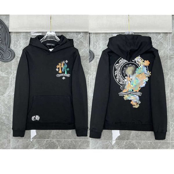 

designer hearts hoodie chromes mens hoody clothing womens heart hoodies hooded ch cross flower arm front printed horseshoe pocket zipper 11, Black