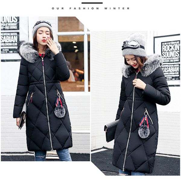 

parkas coat designer women winter coat puffer jacket long hooded zip up with pocket pink size m l  2xl 3xl 4xl 5xl down jackets womens coa, Black