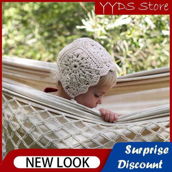 

caps hats autumn and winter baby ear hatcience handmade knitted accessories newborn girl princess pure cotton hat l221028, Yellow
