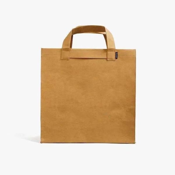 

women's bag casual fashion washed kraft paper tote shoulder handbag vintage moving bag, Black;red