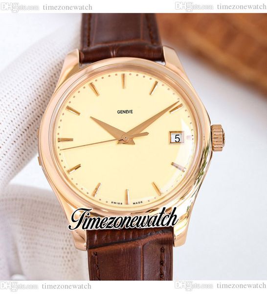 

grf calatrava 5227r-001 cal.324 automatic mens watch 39mm pp324sc rose gold ivory dial stick markers brown leather strap edition timezonewat, Slivery;brown