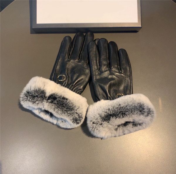 

super plush velvet gloves rabbit fur thick warm mittens women plus velvet glove cycling touch screen mitten with box, Blue;gray