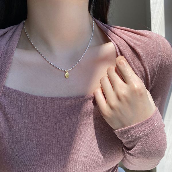 

925 sterling silver necklace &pendant rice bead chain geometric pendants necklaces birthday gifts for women