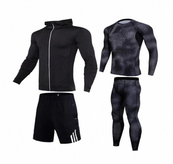 

men039s thermal underwear 4piece winter sports mma rashguard suit tight track and field clothing compression fitness long y5bo3615184, Black;white