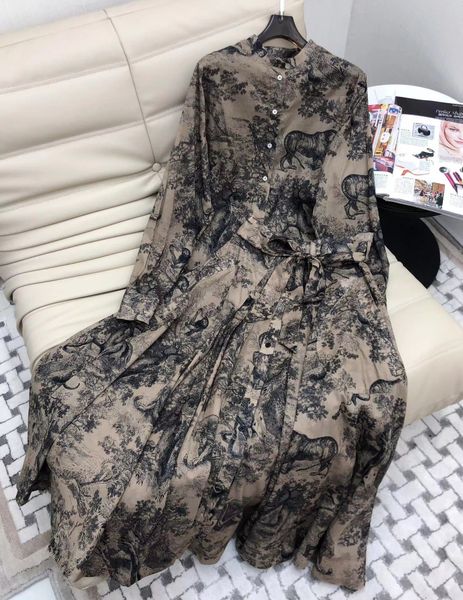 

two piece dress fall collection formal elegant style printed 100 cotton mid calf skirt suit 221122, White