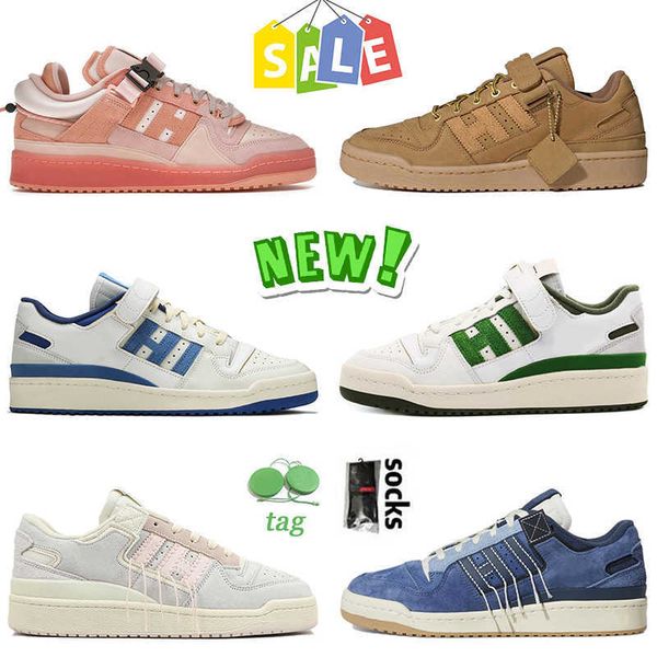 

2022 arrival running shoes bad bunny x adds forum low sneakers pink easter egg wheat og bright blue crew green buckle brown mens women, Black