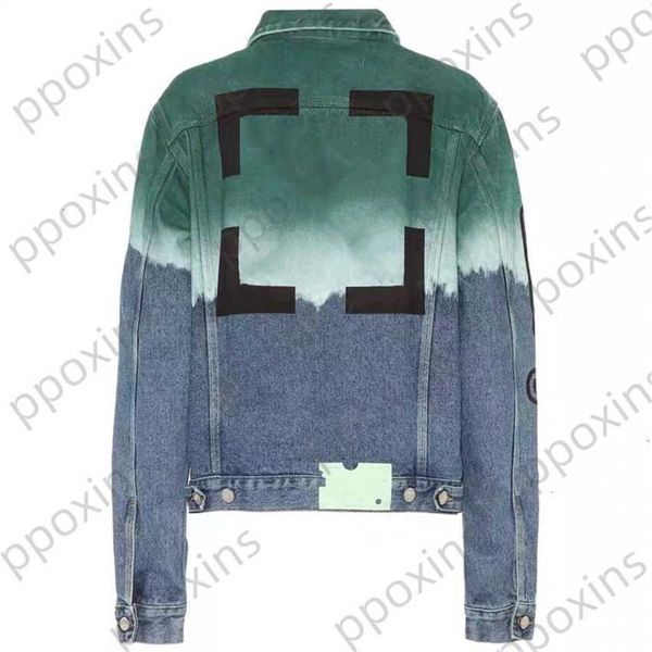 

offs men's jacket blue green tie dye gradient basic arrow fashion loose and women's denim, Black;brown