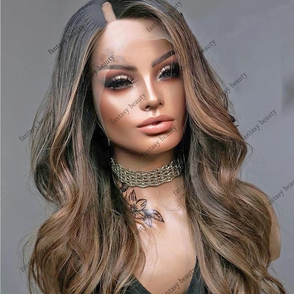 

highlight ash brown v part wigs glueless loose wavy human hair 250density u parts wig virigin remy full machine made half wigs, Black